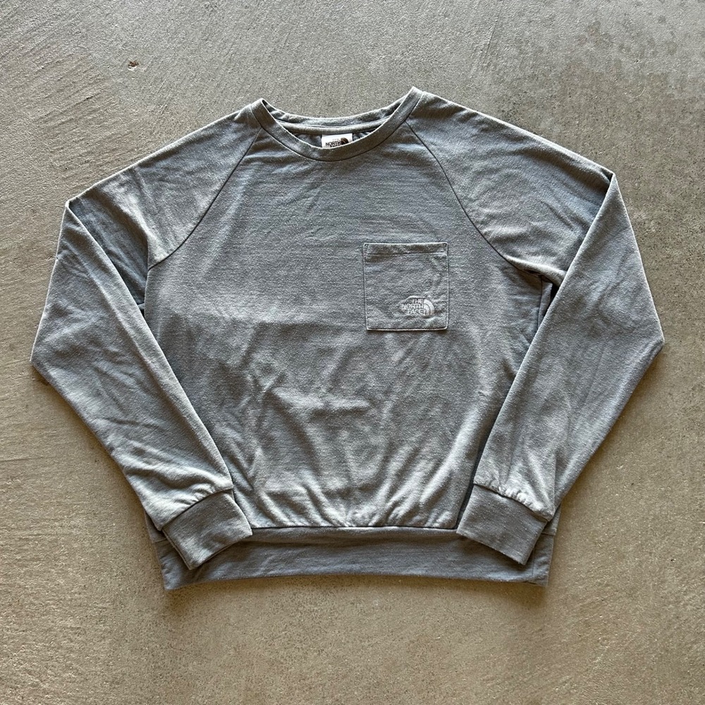 The North Face Westbrae Knit‎ Sweatshirt Womens M Gray Raglan Crewneck Pocket
